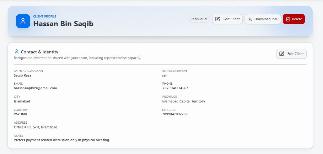 Client Profiles screenshot